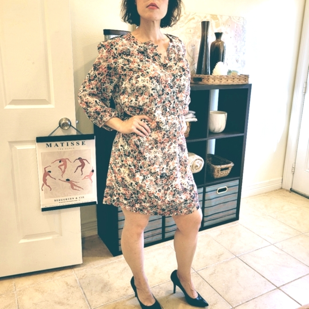 Marks & Spencer modern Floral Impressionist Longsleeve Lightweight shift Dress